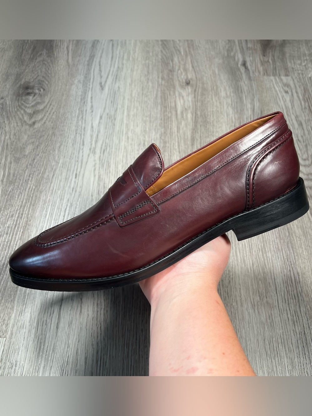 NWOB Allen Edmonds ELI Penny Loafers Burgundy Leather Dress Shoes Size 11 D